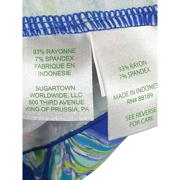 Lilly Pulitzer Blue Leaf Print Knit Dress Size M 3/4 Sleeve Button Tropical - Picture 8 of 12